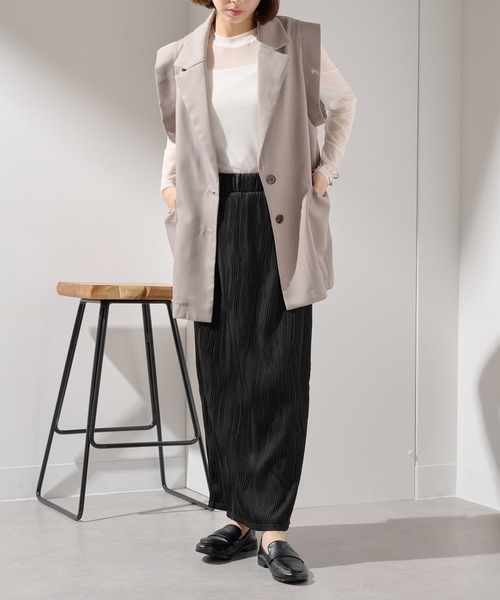 MAISON BREEZE（メゾンブリーズ）の「【MAISON BREEZE】ウェーブパイピングスカート DTK（スカート・レディース・ブラウン/ブラック・FREE）」の4枚目の写真