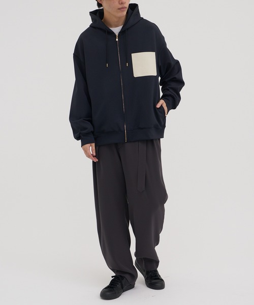 別注 Zip Up Hoodie With Washable Leather Pocket（パーカー