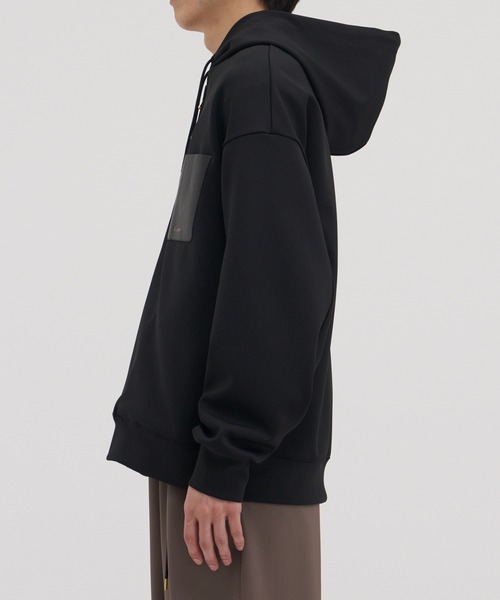 セール】別注 Zip Up Hoodie With Washable Leather Pocket（パーカー