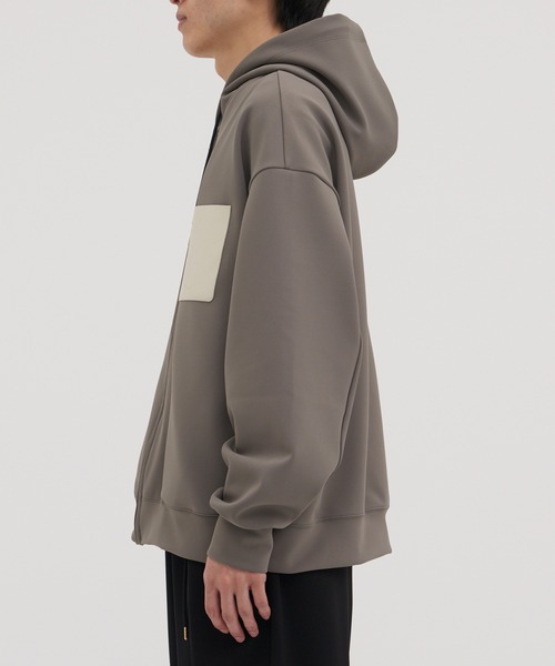 セール】別注 Zip Up Hoodie With Washable Leather Pocket（パーカー