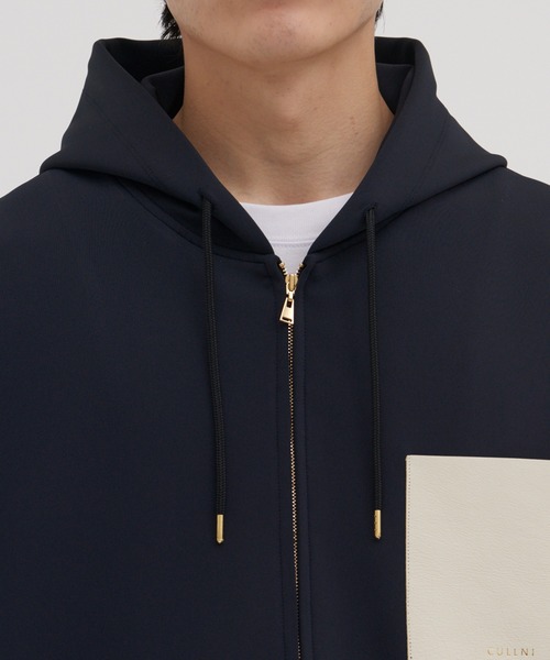 別注 Zip Up Hoodie With Washable Leather Pocket（パーカー