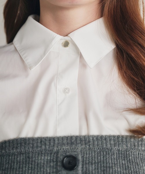 fupel（フぺル）の「bustier set voluminous peplum shirt blous / ビスチェ付きボリュームペプラムシャツブラウス（シャツ/ブラウス・レディース・ライトブルー/オフホワイト・FREE）」の20枚目の写真