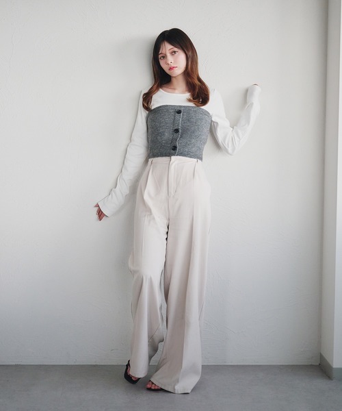 fupel（フぺル）の「bustier set voluminous peplum shirt blous / ビスチェ付きボリュームペプラムシャツブラウス（シャツ/ブラウス・レディース・ライトブルー/オフホワイト・FREE）」の19枚目の写真