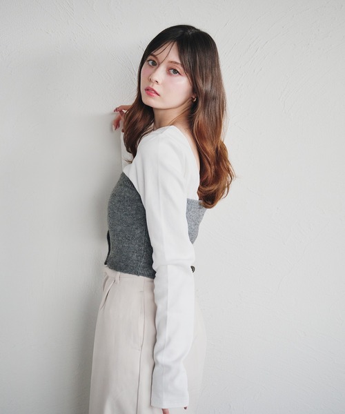 fupel（フぺル）の「bustier set voluminous peplum shirt blous / ビスチェ付きボリュームペプラムシャツブラウス（シャツ/ブラウス・レディース・ライトブルー/オフホワイト・FREE）」の17枚目の写真
