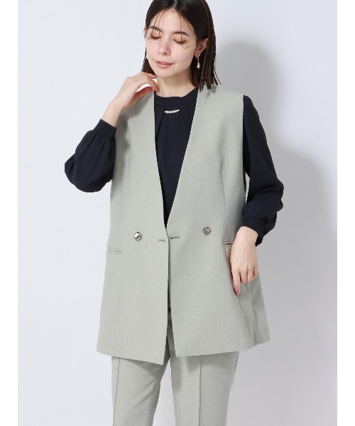 SUIT SQUARE(スーツスクエア)の「パールネックレス2WAYブラウス 8分袖 ウォッシャブル ジョーゼット(シャツ/ブラウス・レディース・ホワイト系/ネイビー系・38(9号))」の11枚目の写真