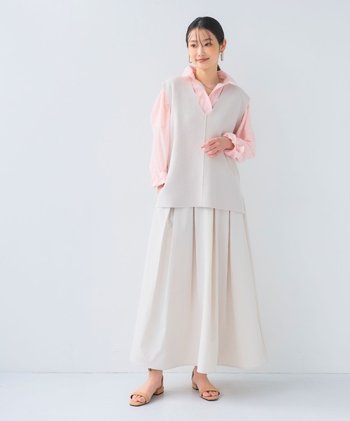 CROSS FUNCTION（クロスファンクション）の「《洗える》サマ美え マシュマロミラノディープVネックベスト【CF/クロスファンクション】（ベスト・レディース・ライトベージュ/ブラック・L/M/LL）」の13枚目の写真