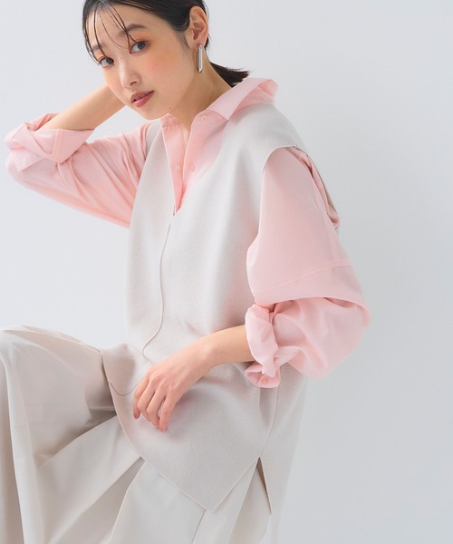 CROSS FUNCTION（クロスファンクション）の「《洗える》サマ美え マシュマロミラノディープVネックベスト【CF/クロスファンクション】（ベスト・レディース・ライトベージュ/ブラック・L/M/LL）」の11枚目の写真