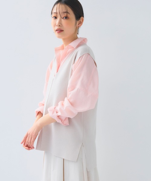 CROSS FUNCTION（クロスファンクション）の「《洗える》サマ美え マシュマロミラノディープVネックベスト【CF/クロスファンクション】（ベスト・レディース・ライトベージュ/ブラック・L/M/LL）」の12枚目の写真