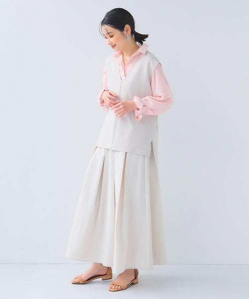 CROSS FUNCTION（クロスファンクション）の「《洗える》サマ美え マシュマロミラノディープVネックベスト【CF/クロスファンクション】（ベスト・レディース・ライトベージュ/ブラック・L/M/LL）」の15枚目の写真