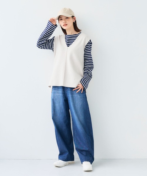 CROSS FUNCTION（クロスファンクション）の「《洗える》サマ美え マシュマロミラノディープVネックベスト【CF/クロスファンクション】（ベスト・レディース・ライトベージュ/ブラック・L/M/LL）」の21枚目の写真