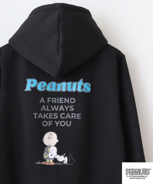 PEANUTS（ピーナッツ）の「PEANUTS裏起毛プルパーカー（パーカー・メンズ・オートミール/ネイビー/チャコール/オフホワイト/ブラック/ブルーグレー・M/L/LL）」の3枚目の写真