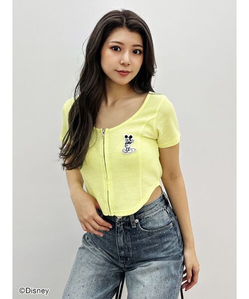早い者勝ち!IENA MickeyT セール】Mickey Mouse / フロントZIPワッフルトップス(Tシャツ