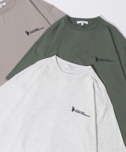 U.S. POLO ASSN.(ユーエスポロアッスン)の「U.S. POLO ASSN./ユーエスポロアッスン 別注 オーバーサイズ ワンポイント刺繍 半袖Tシャツ レディース メンズ(Tシャツ/カットソー・メンズ・ベージュ/ダークグリーン/ブラック/ホワイト/カーキ/ダークブルー/オートミール・M/L/LL)」の4枚目の写真