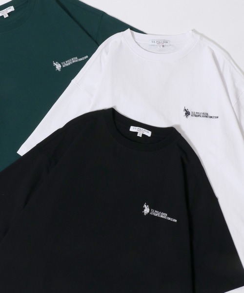 U.S. POLO ASSN.(ユーエスポロアッスン)の「U.S. POLO ASSN./ユーエスポロアッスン 別注 オーバーサイズ ワンポイント刺繍 半袖Tシャツ レディース メンズ(Tシャツ/カットソー・メンズ・ベージュ/ダークグリーン/ブラック/ホワイト/カーキ/ダークブルー/オートミール・M/L/LL)」の1枚目の写真