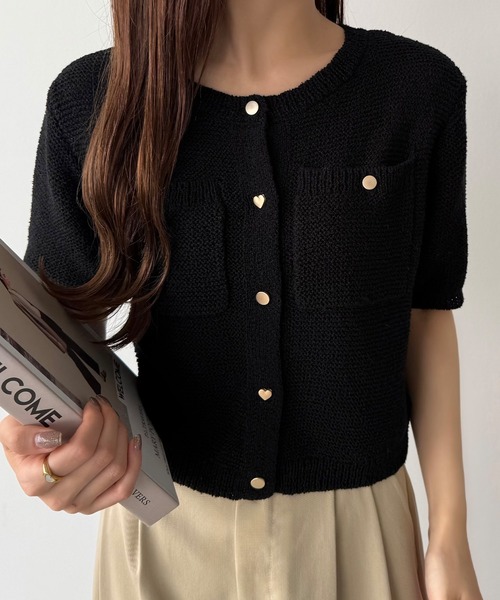 WYM KNIT SHIRT CARDIGAN ニットポロ カーディガン 短丈 Knit polo cardigan / ニットポロカーディガン（カーディガン