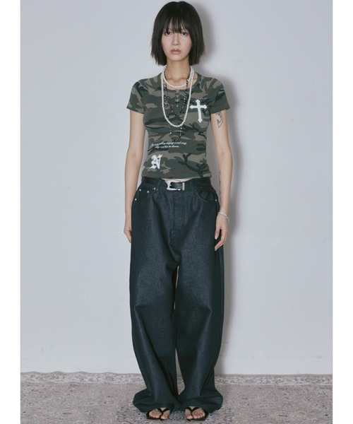 NIIER NOR（ニアノア）の「A'GEM/9 × .kom 『NIIER NOR/ニーアノア』 VINTAGE CROSS BUTTON DOWN TEE/ヴィンテージクロス ボタンダウン  Tシャツ【SET UP対応商品】（Tシャツ/カットソー・レディース・B/A・FREE）」の6枚目の写真
