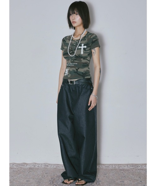 NIIER NOR（ニアノア）の「A'GEM/9 × .kom 『NIIER NOR/ニーアノア』 VINTAGE CROSS BUTTON DOWN TEE/ヴィンテージクロス ボタンダウン  Tシャツ【SET UP対応商品】（Tシャツ/カットソー・レディース・B/A・FREE）」の7枚目の写真