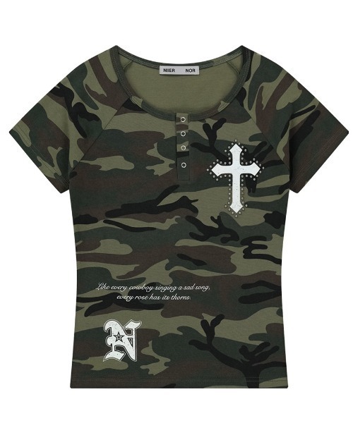 tシャツ A'GEM/9 × .kom 「NIIER NOR/ニーアノア」 VINTAGE CROSS BUTTON DOWN TEE/ヴィンテージク NIIER NOR tシャツ A'GEM/9 × .kom 「NIIER NOR/ニーアノア