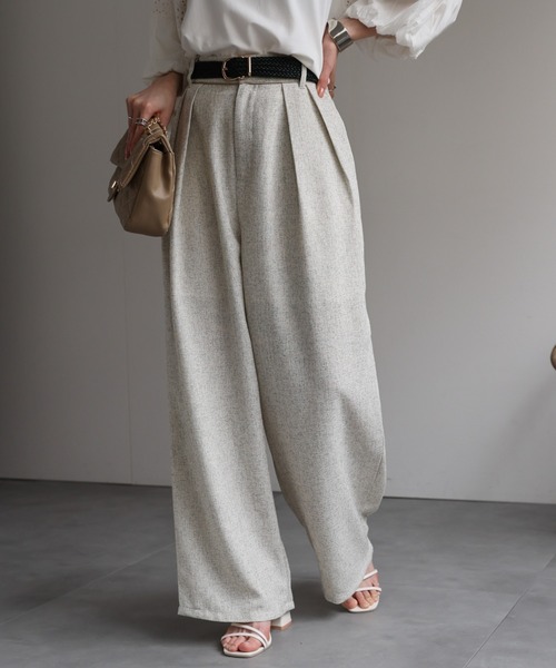 sakishimatokyo（サキシマトーキョー）の「サマーツイードタックワイドパンツ（その他パンツ・レディース・グレー/アイボリー/ブラック/ブラウン・FREE）」の2枚目の写真