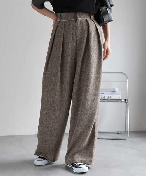 sakishimatokyo（サキシマトーキョー）の「サマーツイードタックワイドパンツ（その他パンツ・レディース・グレー/アイボリー/ブラック/ブラウン・FREE）」の7枚目の写真