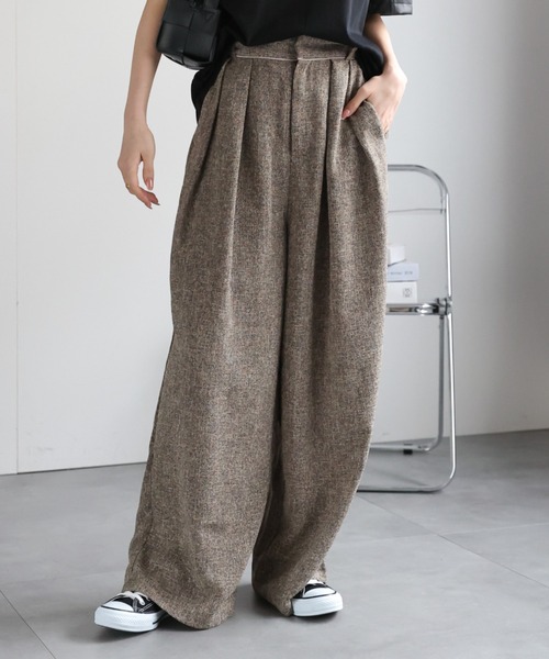 sakishimatokyo（サキシマトーキョー）の「サマーツイードタックワイドパンツ（その他パンツ・レディース・グレー/アイボリー/ブラック/ブラウン・FREE）」の16枚目の写真