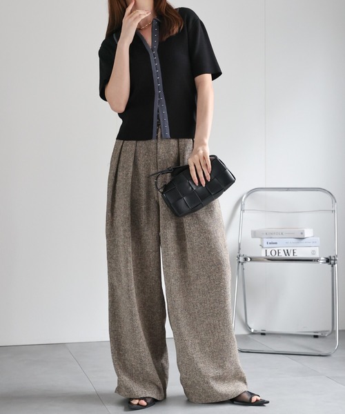 sakishimatokyo（サキシマトーキョー）の「サマーツイードタックワイドパンツ（その他パンツ・レディース・グレー/アイボリー/ブラック/ブラウン・FREE）」の20枚目の写真