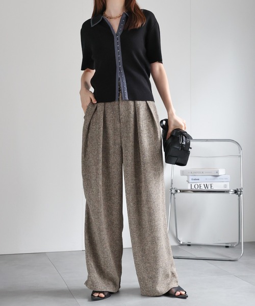 sakishimatokyo（サキシマトーキョー）の「サマーツイードタックワイドパンツ（その他パンツ・レディース・グレー/アイボリー/ブラック/ブラウン・FREE）」の21枚目の写真