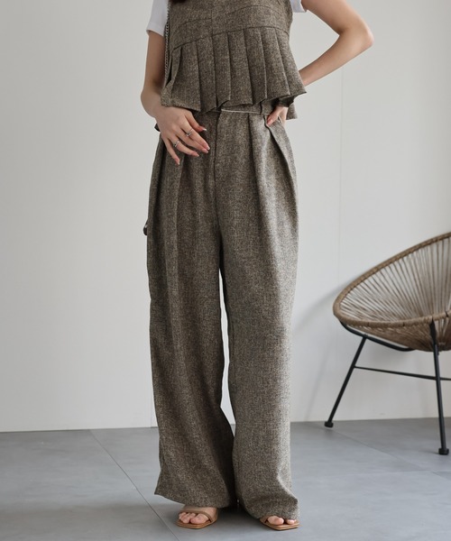 sakishimatokyo（サキシマトーキョー）の「サマーツイードタックワイドパンツ（その他パンツ・レディース・グレー/アイボリー/ブラック/ブラウン・FREE）」の17枚目の写真