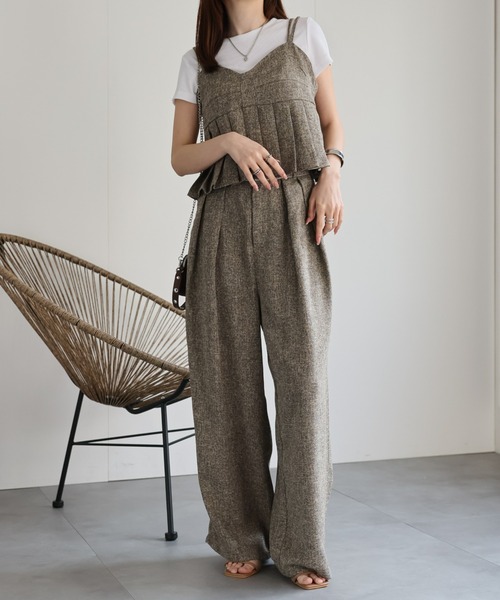 sakishimatokyo（サキシマトーキョー）の「サマーツイードタックワイドパンツ（その他パンツ・レディース・グレー/アイボリー/ブラック/ブラウン・FREE）」の6枚目の写真