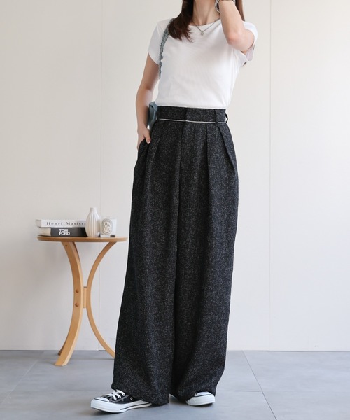 sakishimatokyo（サキシマトーキョー）の「サマーツイードタックワイドパンツ（その他パンツ・レディース・グレー/アイボリー/ブラック/ブラウン・FREE）」の14枚目の写真