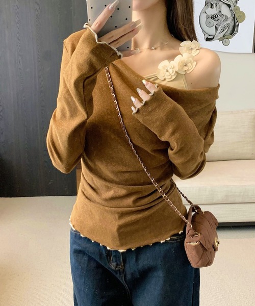 MAISON DE THERESE(メゾン ド テレーズ)の「フラワーレイヤードプセット長袖Tシャツ(Tシャツ/カットソー・レディース・ブラウン/ネイビー/ピンク・M)」の12枚目の写真