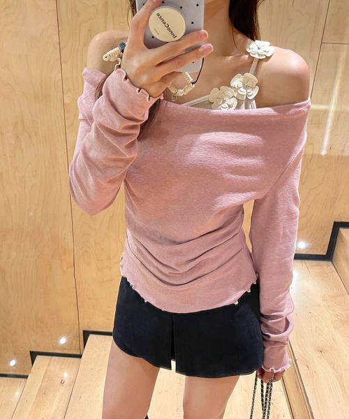 MAISON DE THERESE（メゾン ド テレーズ）の「フラワーレイヤードプセット長袖Tシャツ（Tシャツ/カットソー・レディース・ブラウン/ネイビー/ピンク・M）」の19枚目の写真