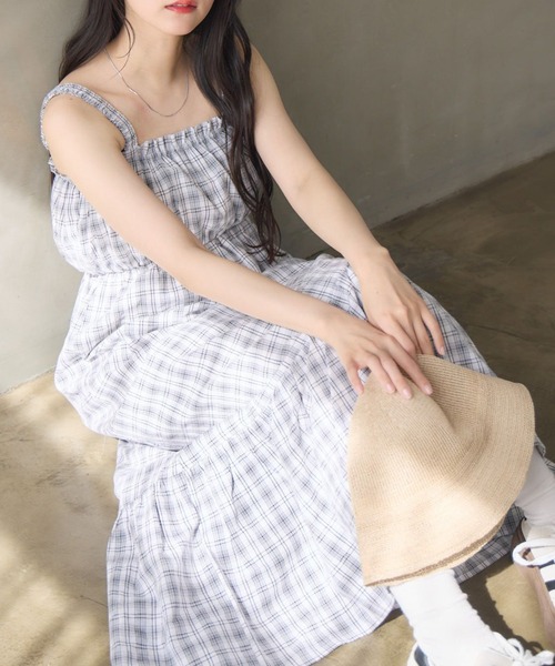 RETRO GIRL（レトロガール）の「ギャザーキャミOP（ワンピース・レディース・ブラック/ホワイト系その他/ブラウン系その他2・FREE）」の2枚目の写真