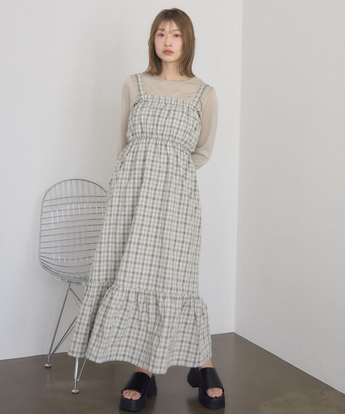 RETRO GIRL（レトロガール）の「ギャザーキャミOP（ワンピース・レディース・ブラック/ホワイト系その他/ブラウン系その他2・FREE）」の4枚目の写真