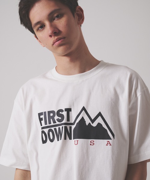 FIRST DOWN（ファーストダウン）の「プリントロゴ ショートスリーブ Tシャツ（Tシャツ/カットソー・メンズ・ネイビー/ブラック/ホワイト/杢グレー・M/S/XL/L/XXL）」の6枚目の写真