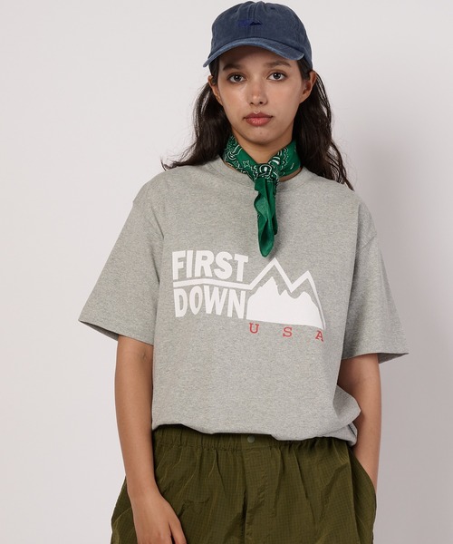FIRST DOWN（ファーストダウン）の「プリントロゴ ショートスリーブ Tシャツ（Tシャツ/カットソー・メンズ・ネイビー/ブラック/ホワイト/杢グレー・M/S/XL/L/XXL）」の14枚目の写真