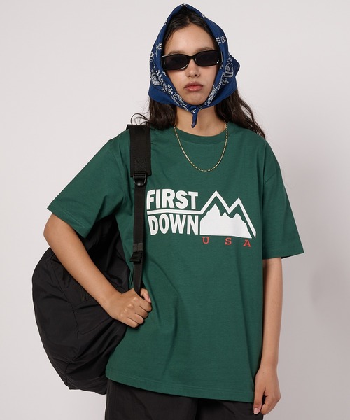 FIRST DOWN（ファーストダウン）の「プリントロゴ ショートスリーブ Tシャツ（Tシャツ/カットソー・メンズ・ネイビー/ブラック/ホワイト/杢グレー・M/S/XL/L/XXL）」の19枚目の写真