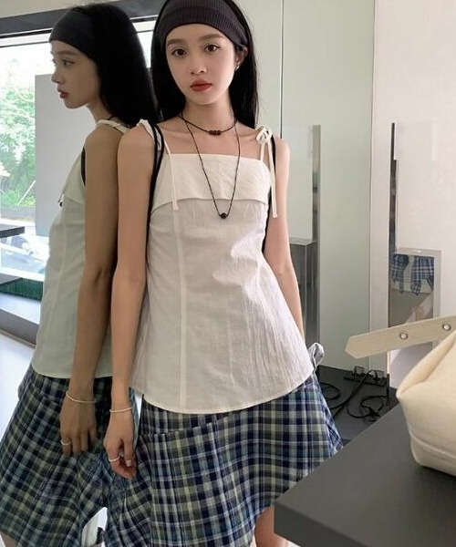gossip!ロサンゼルス(ゴシップロサンゼルス)の「ヴィンテージ風 個性的 アシンメトリーデザイン チェック柄ミディスカート 日常&シンプル(スカート・レディース・ブルー・S/M)」の6枚目の写真