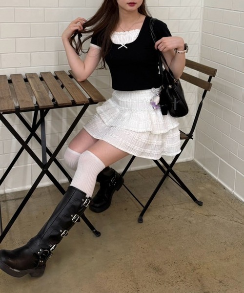 continuer de NICE CLAUP（コンティニューデナイスクラップ）の「【@re.__mi23セレクト】レイヤード風ドッキングT（Tシャツ/カットソー・レディース・オフホワイト/サックスブルー/ブラック/ブラック系その他・FREE）」の9枚目の写真