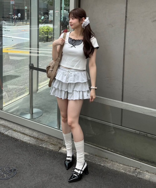 continuer de NICE CLAUP（コンティニューデナイスクラップ）の「【@re.__mi23セレクト】レイヤード風ドッキングT（Tシャツ/カットソー・レディース・オフホワイト/サックスブルー/ブラック/ブラック系その他・FREE）」の14枚目の写真