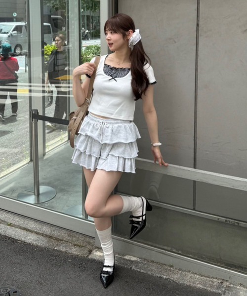 continuer de NICE CLAUP（コンティニューデナイスクラップ）の「【@re.__mi23セレクト】レイヤード風ドッキングT（Tシャツ/カットソー・レディース・オフホワイト/サックスブルー/ブラック/ブラック系その他・FREE）」の17枚目の写真