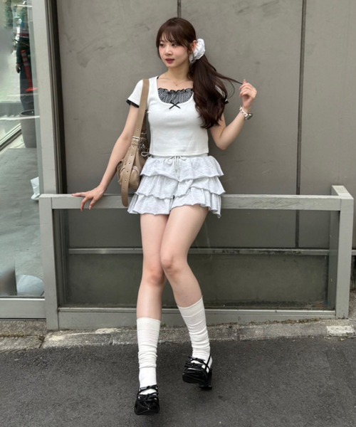 continuer de NICE CLAUP（コンティニューデナイスクラップ）の「【@re.__mi23セレクト】レイヤード風ドッキングT（Tシャツ/カットソー・レディース・オフホワイト/サックスブルー/ブラック/ブラック系その他・FREE）」の16枚目の写真