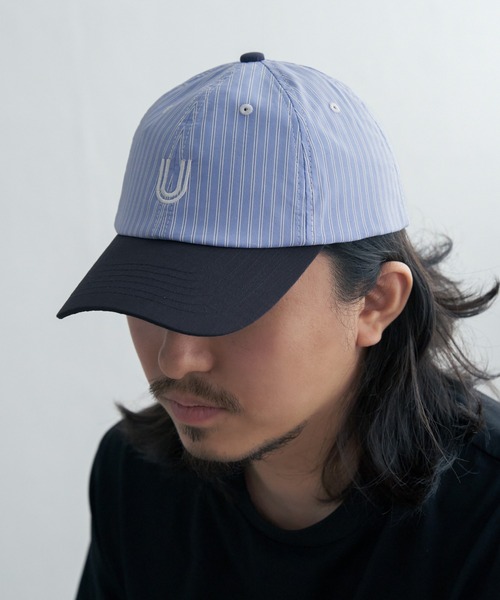 UNIVERSAL OVERALL（ユニバーサルオーバーオール）の「【WEB限定】UNIVERSAL OVERALL ユニバーサルオーバーオール ストライプキャップ（キャップ・メンズ・ネイビー/カーキ・FREE）」の2枚目の写真