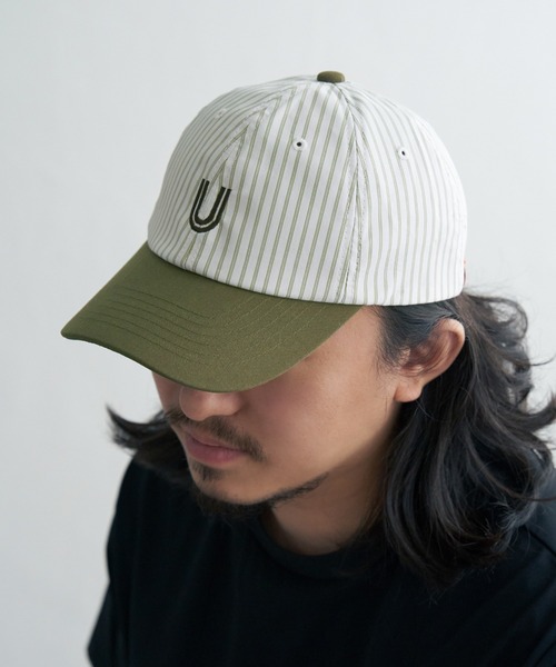 UNIVERSAL OVERALL（ユニバーサルオーバーオール）の「【WEB限定】UNIVERSAL OVERALL ユニバーサルオーバーオール ストライプキャップ（キャップ・メンズ・ネイビー/カーキ・FREE）」の5枚目の写真