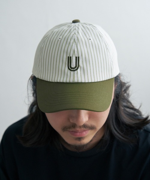 UNIVERSAL OVERALL（ユニバーサルオーバーオール）の「【WEB限定】UNIVERSAL OVERALL ユニバーサルオーバーオール ストライプキャップ（キャップ・メンズ・ネイビー/カーキ・FREE）」の6枚目の写真