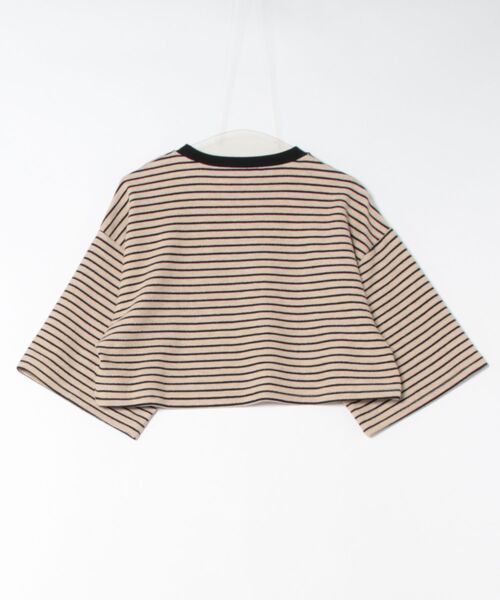 STYLEBLOCK（スタイルブロック）の「パイルボーダーハーフスリーブクロップドTシャツ（Tシャツ/カットソー・レディース・ベージュ/グリーン/モカ/ブラック・M）」の9枚目の写真