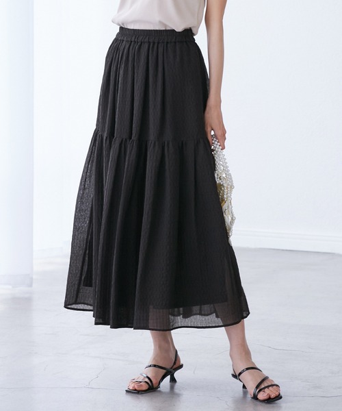 ROPE' PICNIC（ロペピクニック）の「シアーティアードスカート（スカート・レディース・ブラック/ベージュ系その他/ブルー・38）」の2枚目の写真