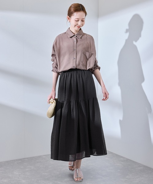 ROPE' PICNIC（ロペピクニック）の「シアーティアードスカート（スカート・レディース・ブラック/ベージュ系その他/ブルー・38）」の4枚目の写真