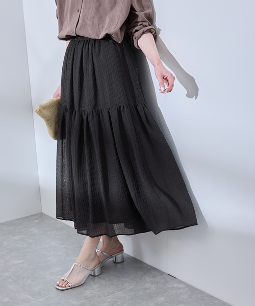 ROPE' PICNIC（ロペピクニック）の「シアーティアードスカート（スカート・レディース・ブラック/ベージュ系その他/ブルー・38）」の7枚目の写真