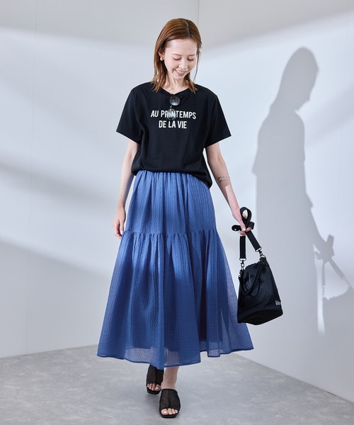 ROPE' PICNIC（ロペピクニック）の「シアーティアードスカート（スカート・レディース・ブラック/ベージュ系その他/ブルー・38）」の14枚目の写真